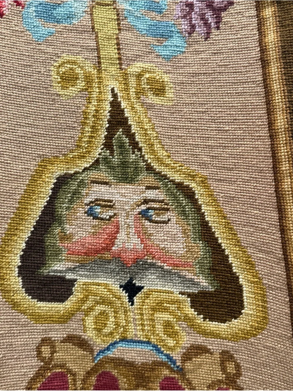 VTG Large Long Needlepoint Wall Hanging Tapestry Panel Banner